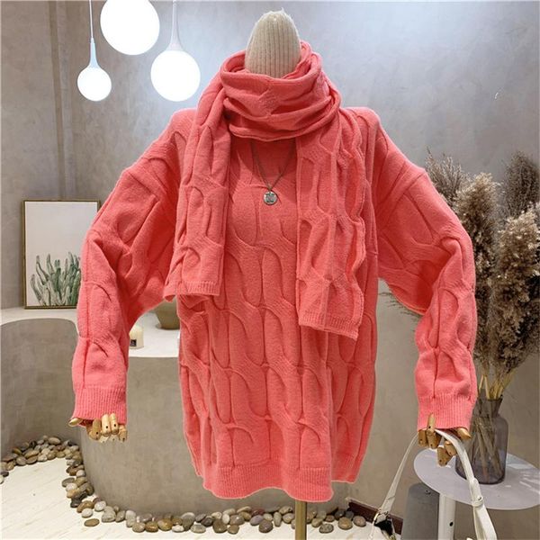 women's sweaters clothing 2021 autumn winter loose retro lazy wind mid-length twist pullover sweater + scarf two-piece suit, White;black
women's sweaters clothing 2021 autumn winter loose retro lazy wind mid-length twist pullover sweater + scarf two-piece suit, White;black
