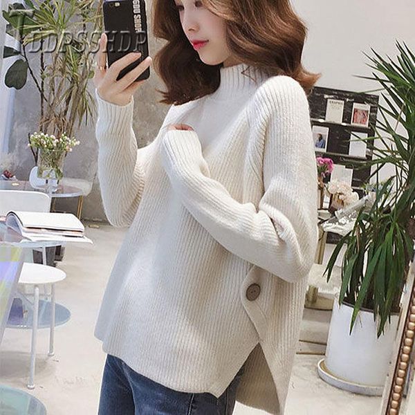 women's sweaters turtleneck warm pullovers slit long sleeve solid color fashions woman sweater, White;black
women's sweaters turtleneck warm pullovers slit long sleeve solid color fashions woman sweater, White;black