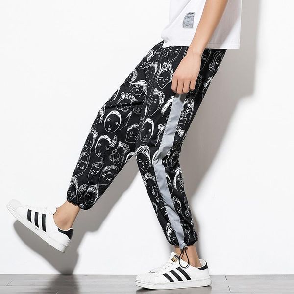 reflective streetwear pants men jogger ankle-length harem joggers trousers casual abstract character men's, Black
reflective streetwear pants men jogger ankle-length harem joggers trousers casual abstract character men's, Black