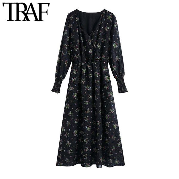women chic fashion floral print chiffon midi dress vintage elastic waist with lining female dresses vestidos mujer 210507, Black;gray
women chic fashion floral print chiffon midi dress vintage elastic waist with lining female dresses vestidos mujer 210507, Black;gray