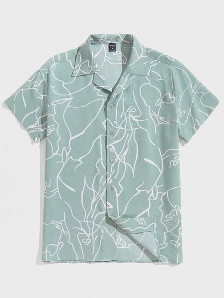 men lapel collar graphic print shirt n8gm#, White;black
men lapel collar graphic print shirt n8gm#, White;black