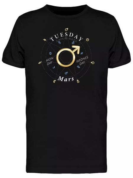 tuesday sign mars graphic tee men's -image by shutterstock, White;black 
tuesday sign mars graphic tee men's -image by shutterstock, White;black
