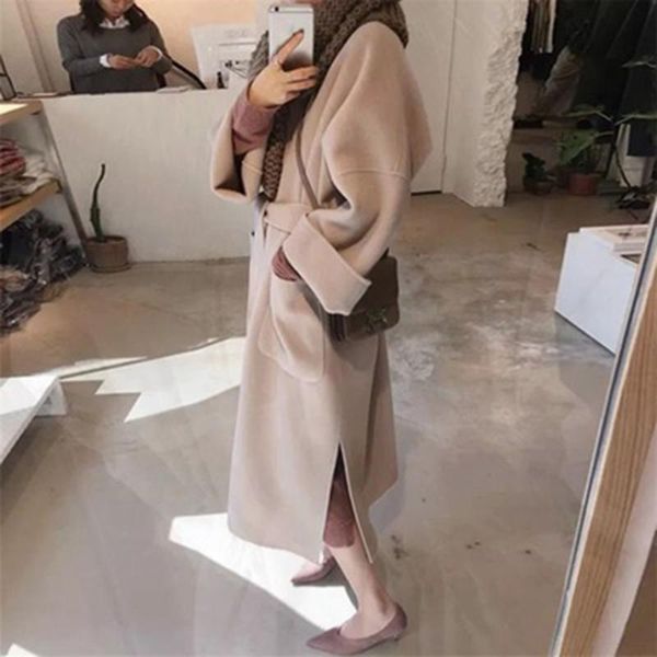 women's wool & blends 2021 autumn woolen coat women middle and long style over knee hepburn gentle double face overcoats, Black
women's wool & blends 2021 autumn woolen coat women middle and long style over knee hepburn gentle double face overcoats, Black