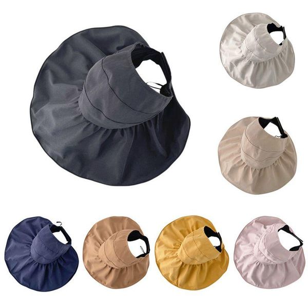 wide brim hats women's summer empty sun visor anti-ultraviolet hat foldable fisherman black rubber cap hooded seven colors, Blue;gray
wide brim hats women's summer empty sun visor anti-ultraviolet hat foldable fisherman black rubber cap hooded seven colors, Blue;gray