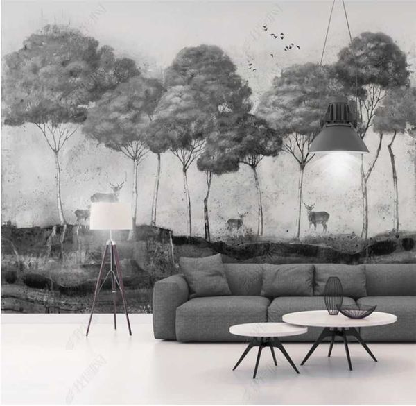 wallpapers custom 8d wall cloth nordic wind nostalgic hand-painted forest black and white background paper murals
wallpapers custom 8d wall cloth nordic wind nostalgic hand-painted forest black and white background paper murals
