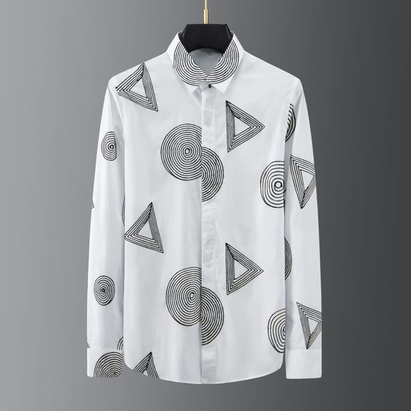 business shirt deluxe and full body geometric symbol irregular embroidery long sleeve men's slim top, White;black
business shirt deluxe and full body geometric symbol irregular embroidery long sleeve men's slim top, White;black