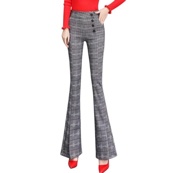 women's pants & capris 2021 autumn winter women lattice flare pant high waist fashion office plaid trousers plus size 3xl q464, Black;white
women's pants & capris 2021 autumn winter women lattice flare pant high waist fashion office plaid trousers plus size 3xl q464, Black;white