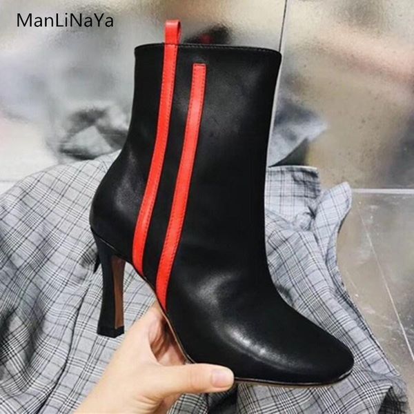 boots 2021 ladies retro leather and ankle striped high heel luxury design square head street women, Black
boots 2021 ladies retro leather and ankle striped high heel luxury design square head street women, Black