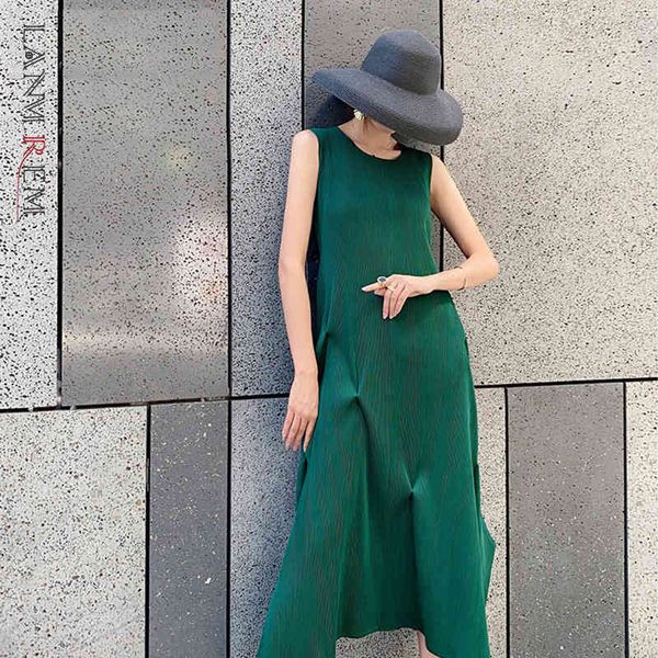 women's pleated green irregular fashion black big size midi dress sleeveless round neck summer 2e1196 210507, Black;gray
women's pleated green irregular fashion black big size midi dress sleeveless round neck summer 2e1196 210507, Black;gray