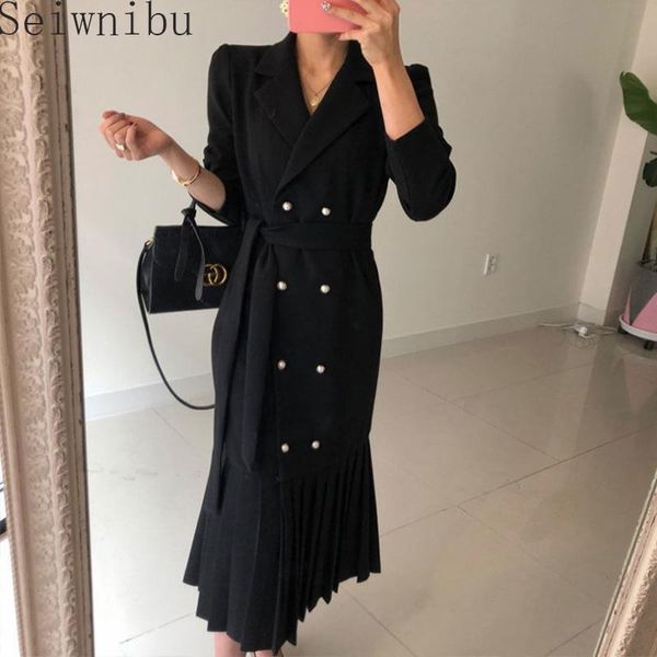 autumn korean office women suit trumpet dress double-breasted belted long pleated dresses fashion elegant ladies casual, Black;gray
autumn korean office women suit trumpet dress double-breasted belted long pleated dresses fashion elegant ladies casual, Black;gray