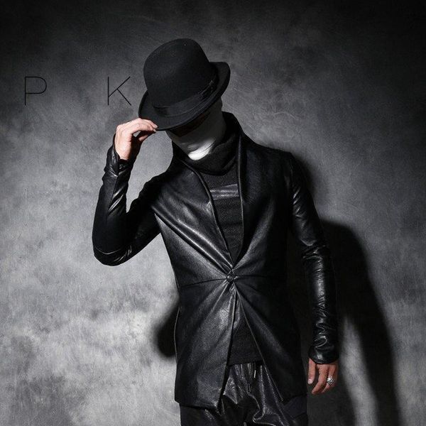 men's fur & faux 2021 autumn winter thin leather clothing slim single-button casual jacket outerwear singer costumes, Black
men's fur & faux 2021 autumn winter thin leather clothing slim single-button casual jacket outerwear singer costumes, Black