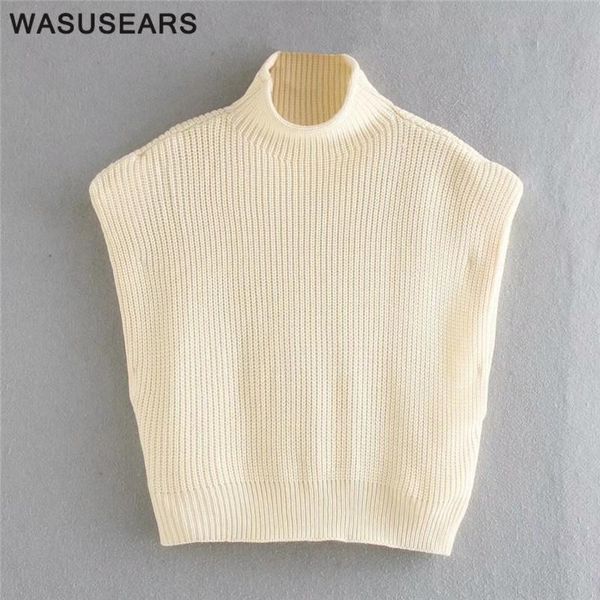 women's vests solid women sleeveless knitted vest elegant turtleneck pullover sweater casual shoulder pads korean fashion female chic, Black;white
women's vests solid women sleeveless knitted vest elegant turtleneck pullover sweater casual shoulder pads korean fashion female chic, Black;white