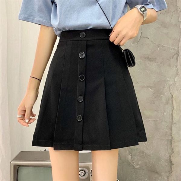 spring korean high waist slimming black pleated skirt casual all-match western style women hip 210527
spring korean high waist slimming black pleated skirt casual all-match western style women hip 210527