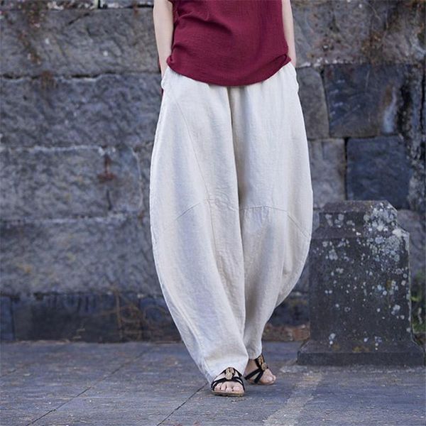 women's pants & capris vintage linen lantern spring and summer wide leg elastic belt loose large, Black;white
women's pants & capris vintage linen lantern spring and summer wide leg elastic belt loose large, Black;white