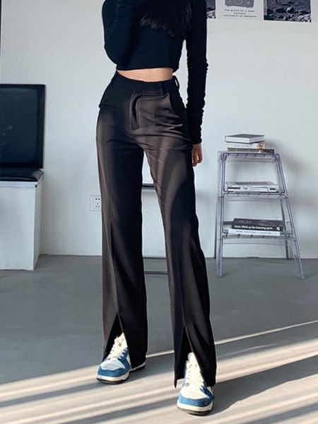 black tall waist drape former west trousers split mop the floor show thin straight female leisure loose long pants 210429, Blue
black tall waist drape former west trousers split mop the floor show thin straight female leisure loose long pants 210429, Blue