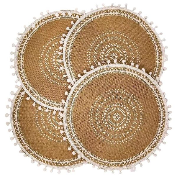 mats & pads round placemats set of 4,boho woven jute table with pompom tassel for dining room kitchen decor
mats & pads round placemats set of 4,boho woven jute table with pompom tassel for dining room kitchen decor