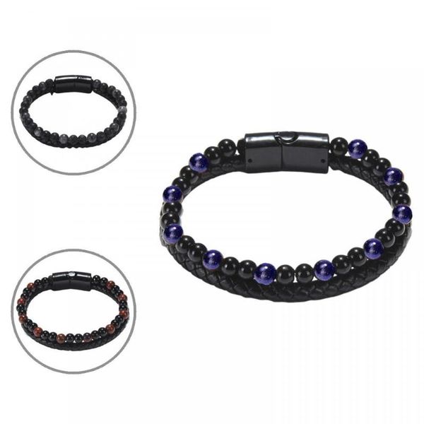 link, chain fashion men natural stone beads magnetic clasp bracelet bangle jewelry gift, Black
link, chain fashion men natural stone beads magnetic clasp bracelet bangle jewelry gift, Black