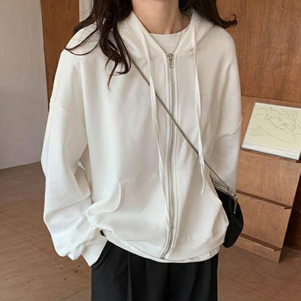 lucyever solid color korean style hoodies women sweatshirt spring zipper long sleeve pullovers woman pockets casual coats 210521, Black
lucyever solid color korean style hoodies women sweatshirt spring zipper long sleeve pullovers woman pockets casual coats 210521, Black