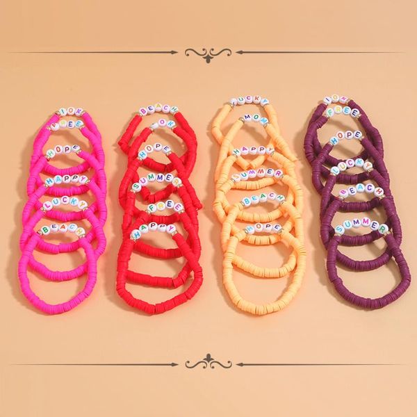 link, chain miwens multicolor bohemian handmade soft pottery elastic bracelet for women fashion letter beads summer beach jewelry, Black
link, chain miwens multicolor bohemian handmade soft pottery elastic bracelet for women fashion letter beads summer beach jewelry, Black