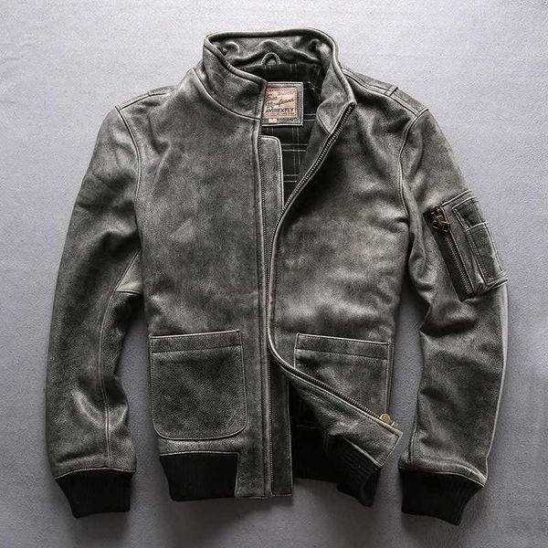men's leather & faux 2021 vintage motorcycle biker jacket gray slim fit mandarin collar solid genuine men fashion coat male, Black
men's leather & faux 2021 vintage motorcycle biker jacket gray slim fit mandarin collar solid genuine men fashion coat male, Black