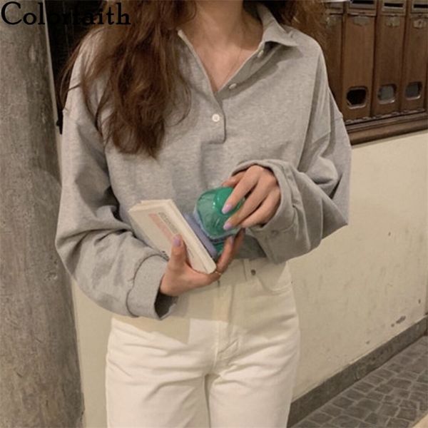 autumn winter women sweatshirts polo collar crewneck pullovers oversized korean pop wild jumper ss0792 210427, Black;gray
autumn winter women sweatshirts polo collar crewneck pullovers oversized korean pop wild jumper ss0792 210427, Black;gray