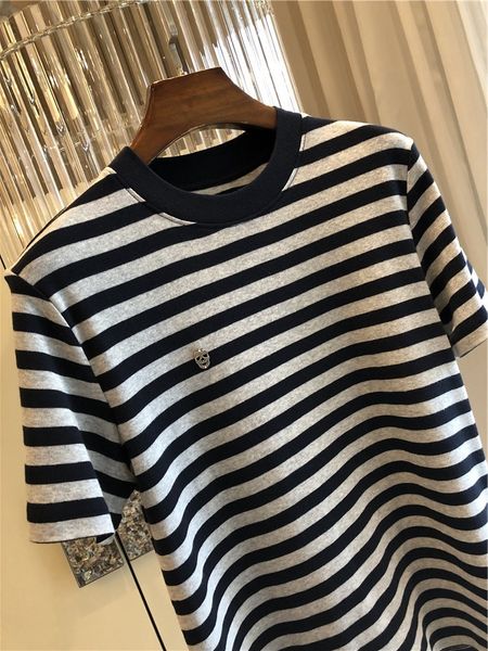 t shirt blue gray striped women's short sleeve 2021 summer round neck loose thin fashion skull, White
t shirt blue gray striped women's short sleeve 2021 summer round neck loose thin fashion skull, White