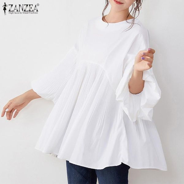 women's blouses & shirts elegant pleated spring solid 2022 casual puff sleeve blusas female o neck tunic, White
women's blouses & shirts elegant pleated spring solid 2022 casual puff sleeve blusas female o neck tunic, White