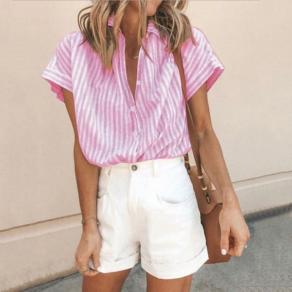 women's blouses & shirts stripe print women short sleeve shirt v-neck button blouse chemise femme ladies blusas mujer, White
women's blouses & shirts stripe print women short sleeve shirt v-neck button blouse chemise femme ladies blusas mujer, White