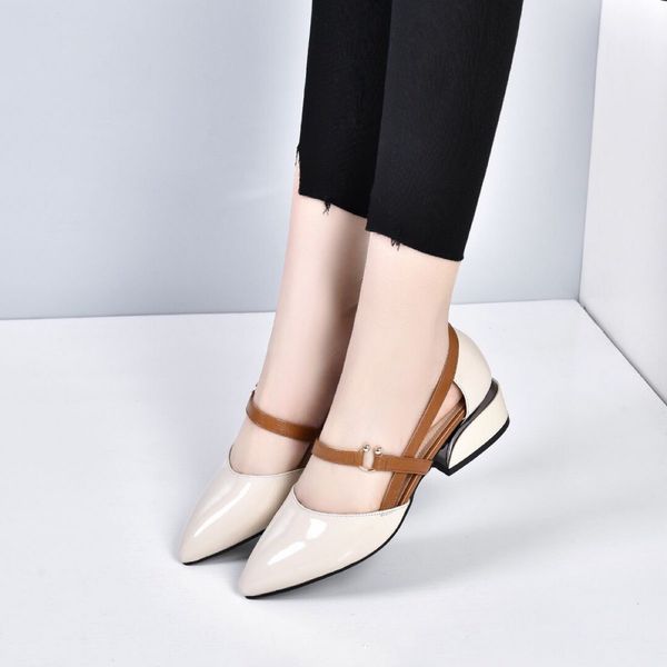 leather french small high heels 2021 thick heel sho fairy style versatile pointed baotou sandals, Black
leather french small high heels 2021 thick heel sho fairy style versatile pointed baotou sandals, Black