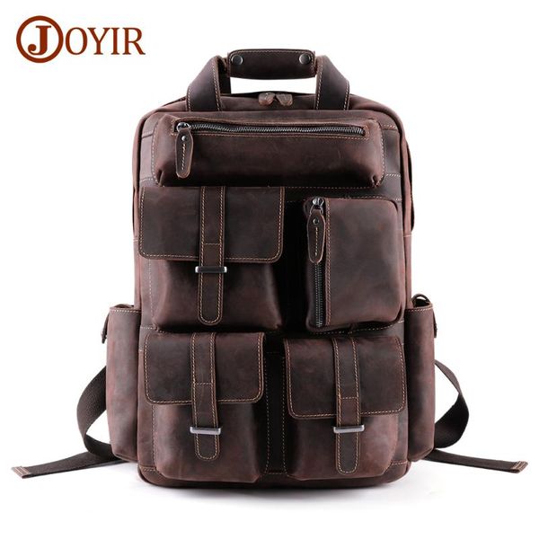 backpack joyir men genuine leather +canvas crazy horse vintage daypack multi pocket casual rucksack large lapbag 
backpack joyir men genuine leather +canvas crazy horse vintage daypack multi pocket casual rucksack large lapbag