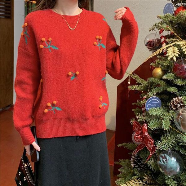 moluleva 2021 spring sweet white winter standard female knitted cherry loose sweater ladies oversize mesh, White;black
moluleva 2021 spring sweet white winter standard female knitted cherry loose sweater ladies oversize mesh, White;black