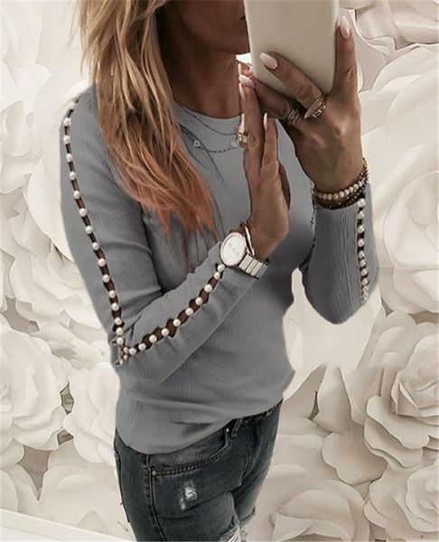 Designer Womens Pearl Patchwork Tshirts Fashion Hollow Out Long Sleeve Womens O Neck Top Spring Ladies Slim Casual Tee, Black
Designer Womens Pearl Patchwork Tshirts Fashion Hollow Out Long Sleeve Womens O Neck Top Spring Ladies Slim Casual Tee, Black