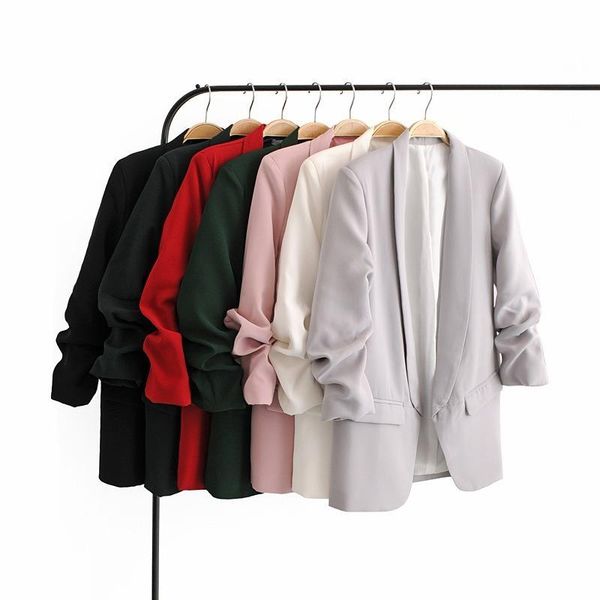 women's suits & blazers chic office lady vintage solid blazer women notched collar folds sleeve design ladies outerwear summer stylish, White;black
women's suits & blazers chic office lady vintage solid blazer women notched collar folds sleeve design ladies outerwear summer stylish, White;black