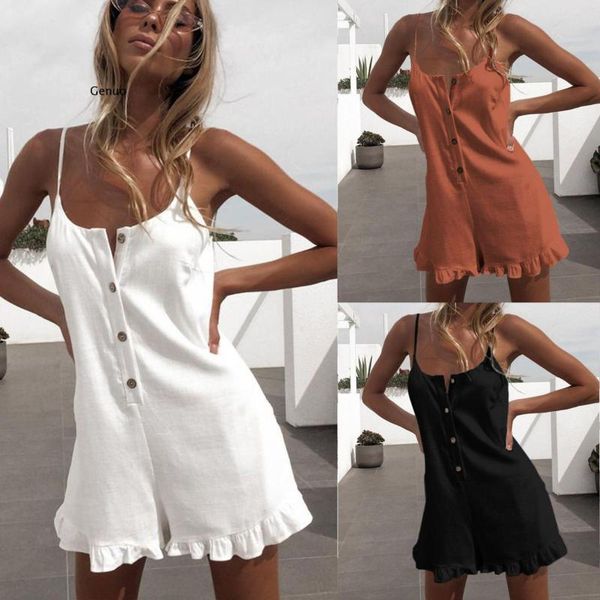 women's jumpsuits & rompers sleeveless button ruffled off shoulder halter women playsuit romper, Black;white
women's jumpsuits & rompers sleeveless button ruffled off shoulder halter women playsuit romper, Black;white
