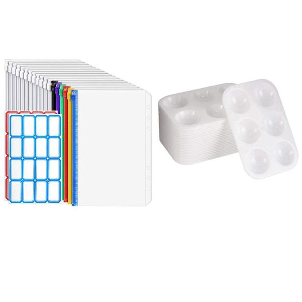 gift wrap 24pcs plastic paint palettes with 12pcs transparent bags, 6pcs zipper binder envelopes
gift wrap 24pcs plastic paint palettes with 12pcs transparent bags, 6pcs zipper binder envelopes