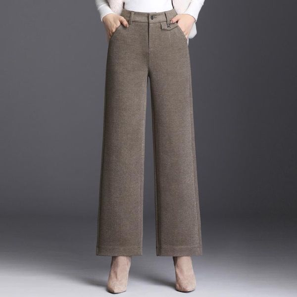 women's pants & capris woolen wide leg woman high waist autumn winter warm wool office ladies work business straight trousers female pl, Black;white
women's pants & capris woolen wide leg woman high waist autumn winter warm wool office ladies work business straight trousers female pl, Black;white