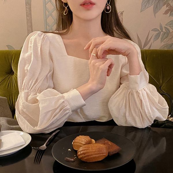 blusas mujer de moda shirt women korean fashion square collar blouse loose solid color pleated puff sleeve 8a166 210513, White
blusas mujer de moda shirt women korean fashion square collar blouse loose solid color pleated puff sleeve 8a166 210513, White