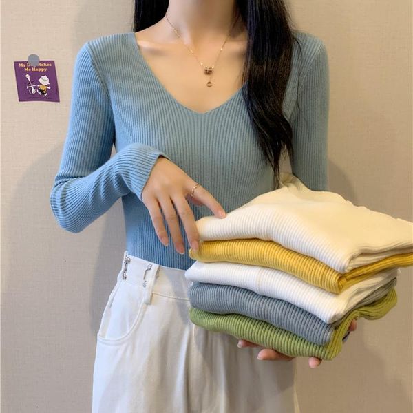 women's sweaters skinny v-neck women sweater autumn winter knitted pullover jumper chic korea slim long sleeve female basic bottoming t, White;black
women's sweaters skinny v-neck women sweater autumn winter knitted pullover jumper chic korea slim long sleeve female basic bottoming t, White;black