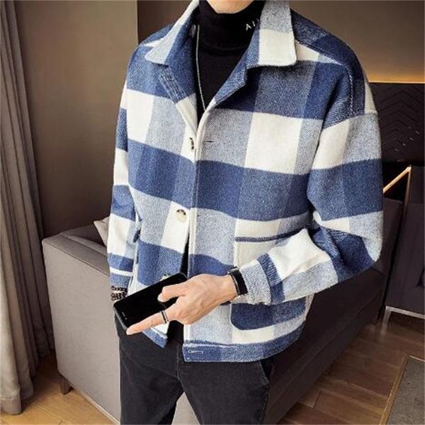 men's wool & blends men coats winter classic plaid jacket high-quality coat korean fashion casual loose short top, Black
men's wool & blends men coats winter classic plaid jacket high-quality coat korean fashion casual loose short top, Black