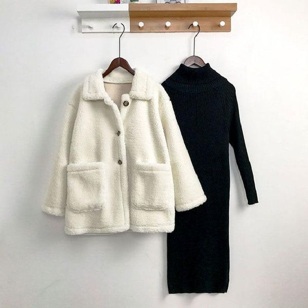 women's wool & blends women suit autumn and winter lamb cotton jacket fashion knit skirt sweater dress two-piece trend 2021, Black
women's wool & blends women suit autumn and winter lamb cotton jacket fashion knit skirt sweater dress two-piece trend 2021, Black