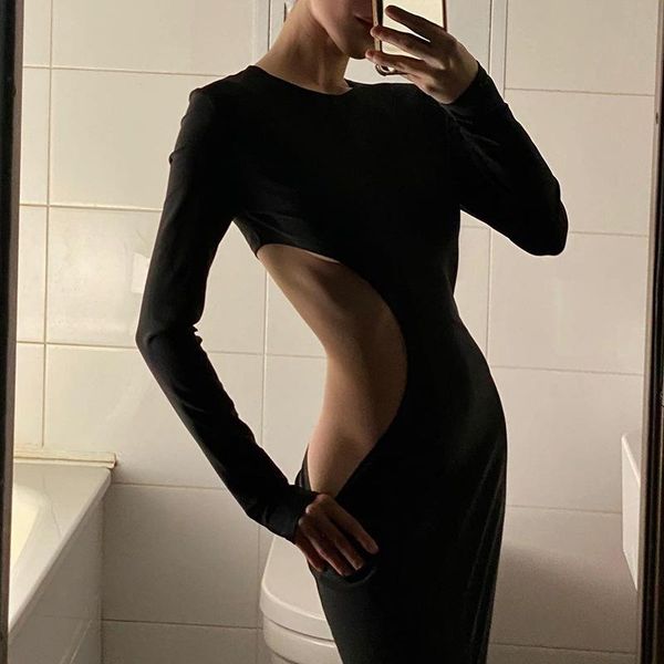 casual dresses black cut out long dress women round neck elegant sleeve 2021 autumn skinny clothes club party, Black;gray
casual dresses black cut out long dress women round neck elegant sleeve 2021 autumn skinny clothes club party, Black;gray
