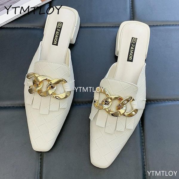 women's shoes metal chain decoration british style mules casual beach slippers ladies sandals zapatillas de casa, Black
women's shoes metal chain decoration british style mules casual beach slippers ladies sandals zapatillas de casa, Black