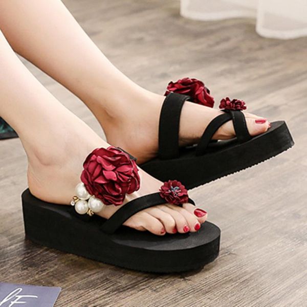 slippers slope with flip flops women summer handmade bead flower fresh ladies sandals thick-soled fashion vacation beach, Black
slippers slope with flip flops women summer handmade bead flower fresh ladies sandals thick-soled fashion vacation beach, Black