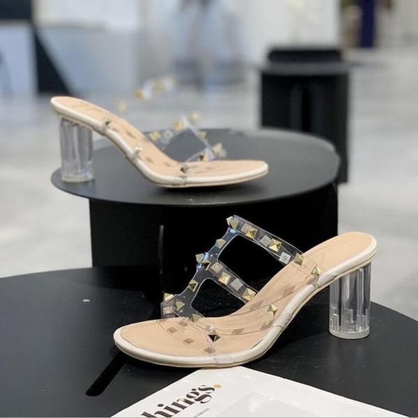 summer pvc transparent high heels female open toe rivet slippers women sandals elegant fashion outdoor party shoes, Black
summer pvc transparent high heels female open toe rivet slippers women sandals elegant fashion outdoor party shoes, Black