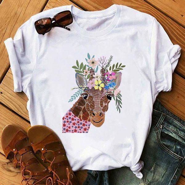 women's t-shirt summer kawaii cartoon flower animal print woman short-sleeved casual female harajuku fashion, White
women's t-shirt summer kawaii cartoon flower animal print woman short-sleeved casual female harajuku fashion, White