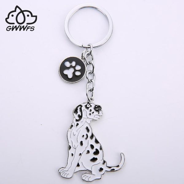 keychains dalmatian dog pendant key chains for women men white gold color metal alloy animal bag charm car keychain ring holder, Silver 
keychains dalmatian dog pendant key chains for women men white gold color metal alloy animal bag charm car keychain ring holder, Silver
