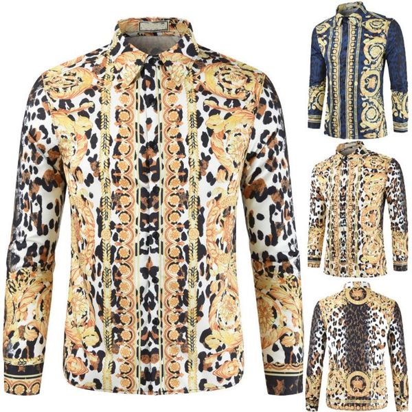 men's casual shirts printed fashion 3d personality leisure long sleeve blouse men, White;black
men's casual shirts printed fashion 3d personality leisure long sleeve blouse men, White;black