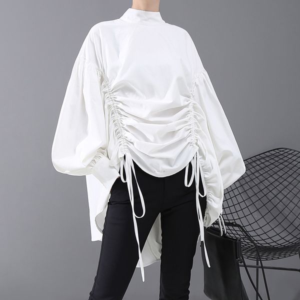 spring lantern sleeves drawstring big size loose puloover shirt white and black soild colors female 210421
spring lantern sleeves drawstring big size loose puloover shirt white and black soild colors female 210421
