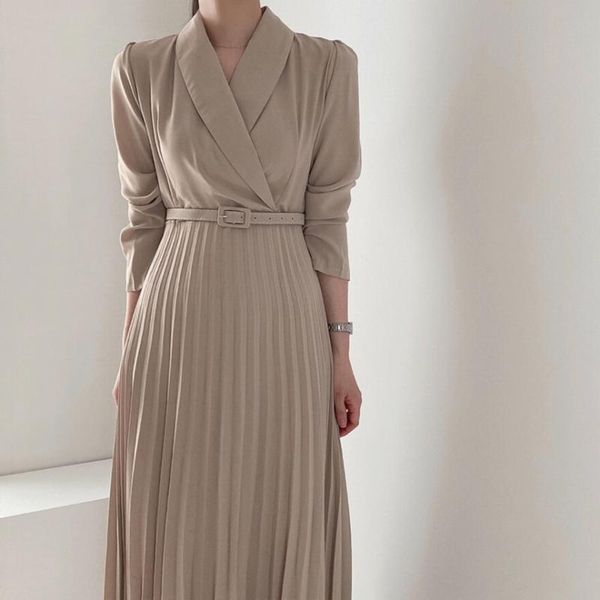 casual dresses women elegant pleated shirt full sleeve slim a-line sashes dress female office lady loose long maxi vestidos, Black;gray
casual dresses women elegant pleated shirt full sleeve slim a-line sashes dress female office lady loose long maxi vestidos, Black;gray