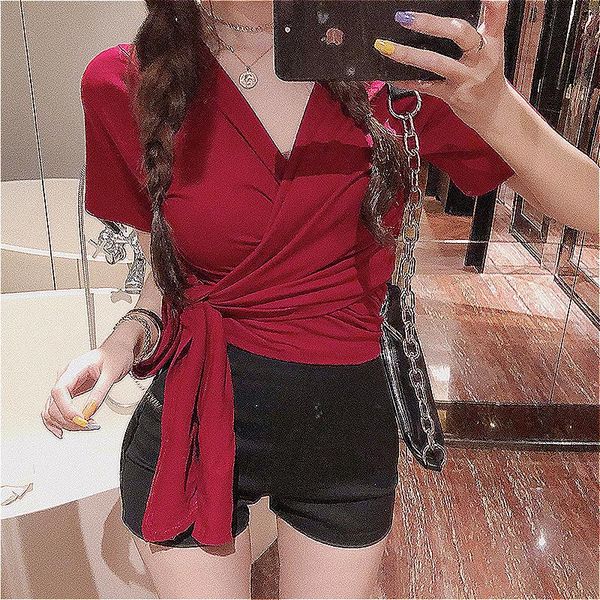 women's t-shirt womengaga v neck korean bow short tees sleeve backless summer t shirt tshirt women girl female b8cm, White
women's t-shirt womengaga v neck korean bow short tees sleeve backless summer t shirt tshirt women girl female b8cm, White